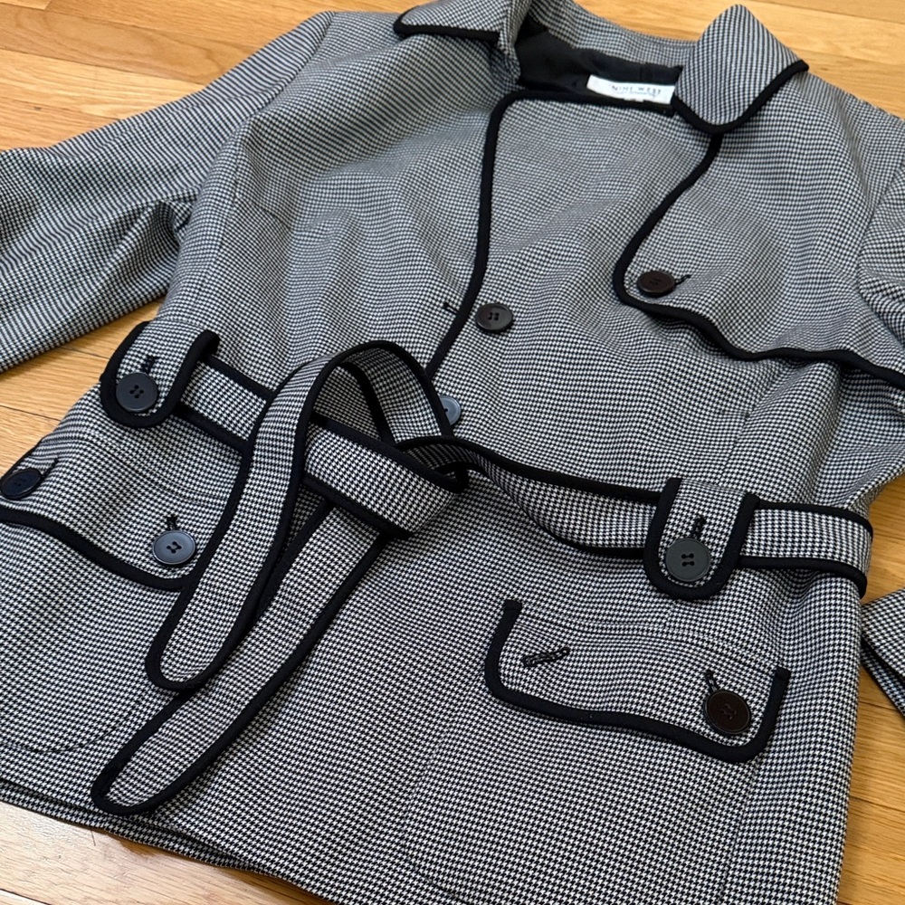 Nine West Houndsooth belted blazer jacket | Size 16 Black White Career - Picture 3 of 5